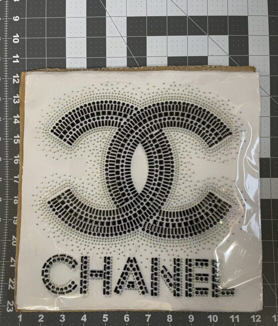 Black scattered iron on rhinestone transfer