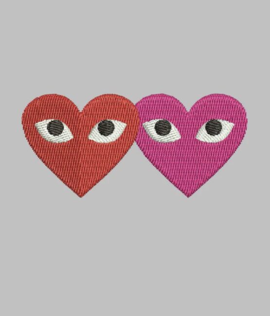 Joined Heart iron on embroidery patch
