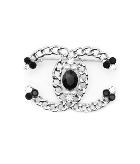 Chain black stone brooches and pins for clothing