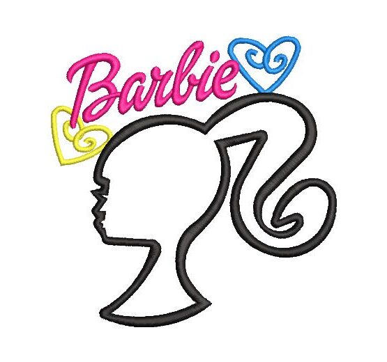 Barbie Figure with Letter Embroidery Designs
