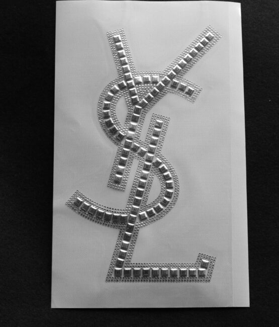 Silver Y iron on rhinestone transfers