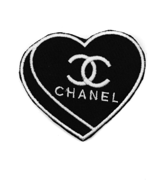 Heart C double iron on embroidery patches