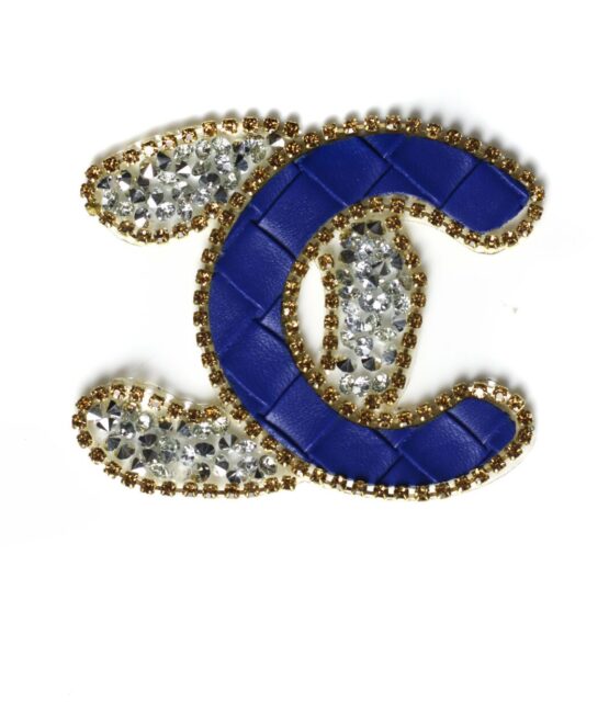 Blue half iron on rhinestones patches