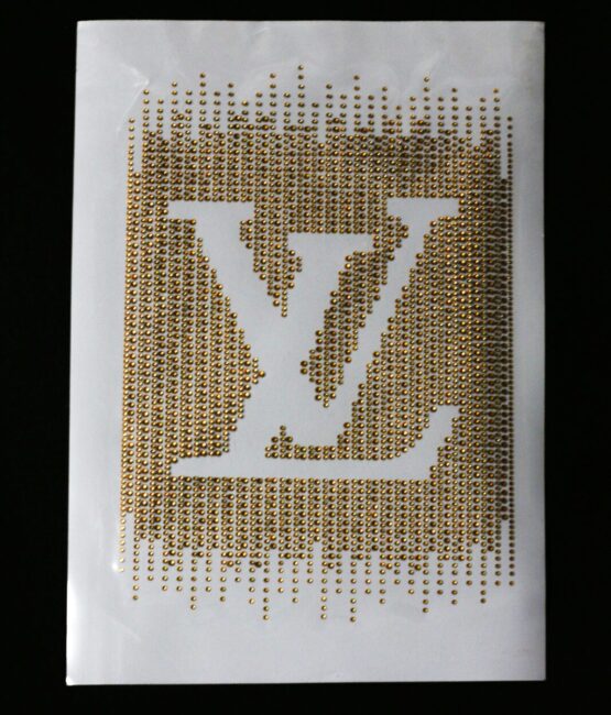 Drip L iron on rhinestone transfers