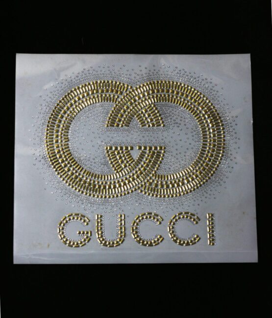 Gold plated iron on rhinestone transfers