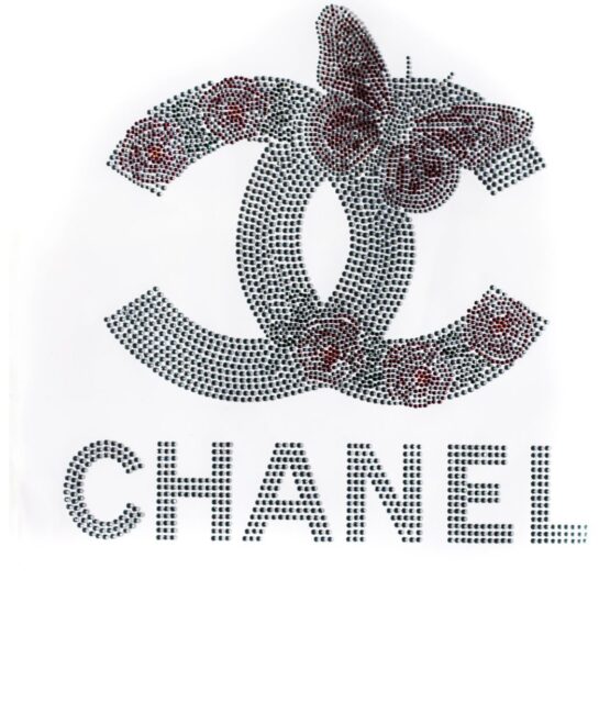 Flower silver iron on Rhinestone appliques