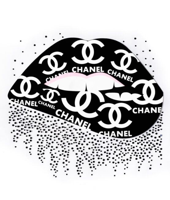Heat transfer rhinestone cc lip iron on appliqué