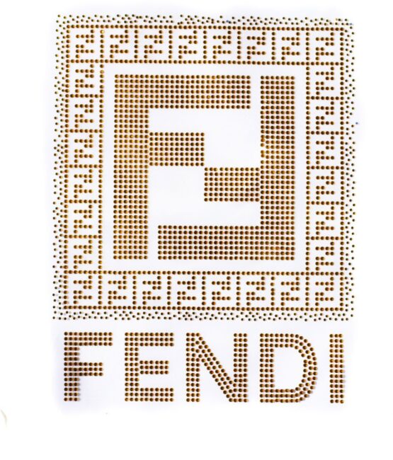 Large gold F Rhinestone Iron on patches