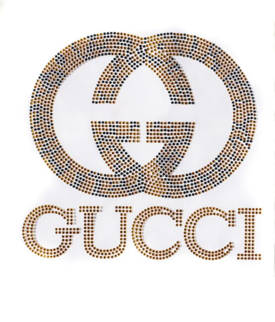 Gold black iron on rhinestone appliques