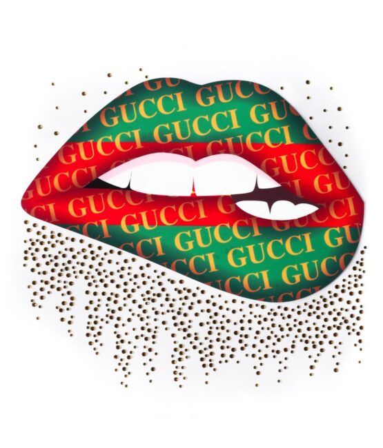 Heat transfer rhinestone flag lip iron on appliqué