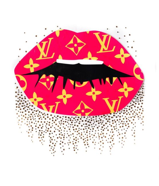 Heat transfer rhinestone pink lip iron on appliqué