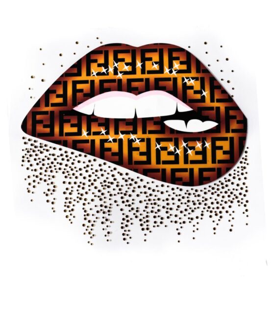 Heat transfer rhinestone lip iron on appliques