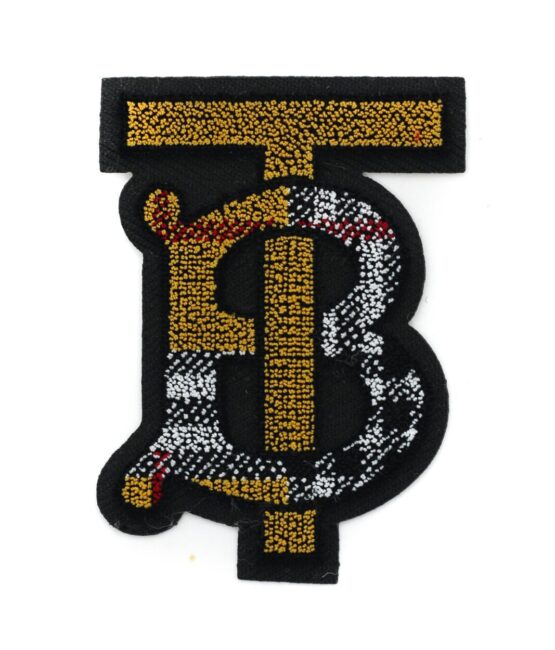 B brown pattern iron on chenille patches
