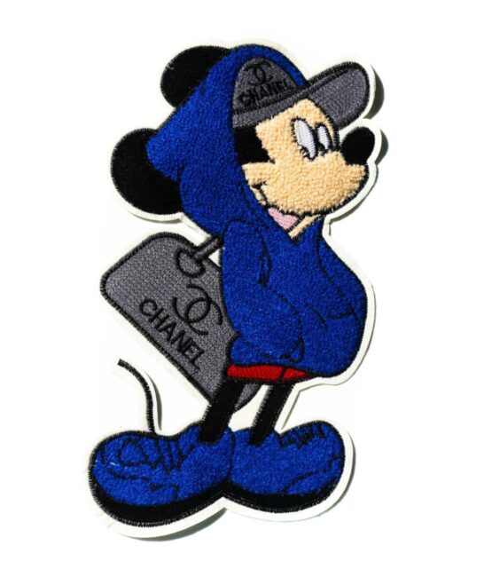 Large blue cartoon chenille patches