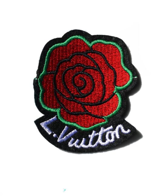 Red flower iron on embroidery patches