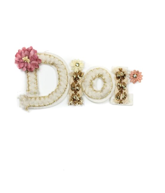 White flower beaded Dr Embroidery patch