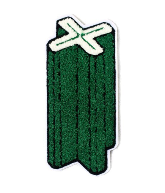 Green chenille embroidered patch