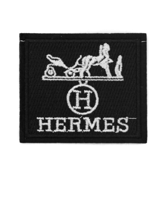 Black H iron on embroidered patches
