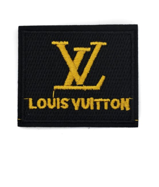 Black L iron on embroidered patches