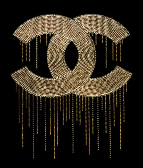 Bright gold drip iron on rhinestone appliques