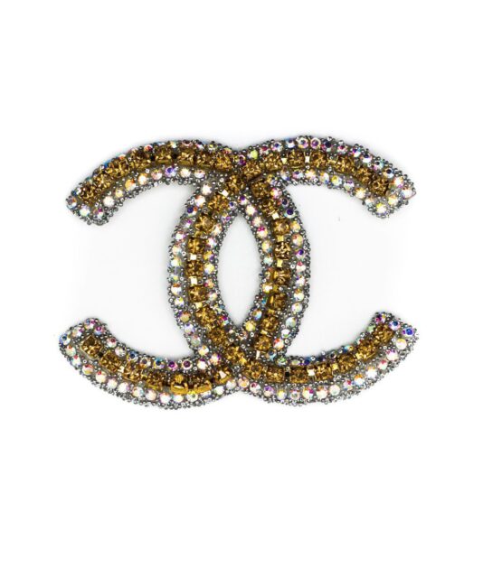 Brilliant Gold C Iron on Rhinestone patches
