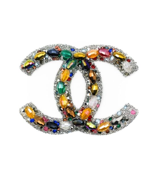 Silver Colorful C Pearl Iron on Rhinestone patches for clothing