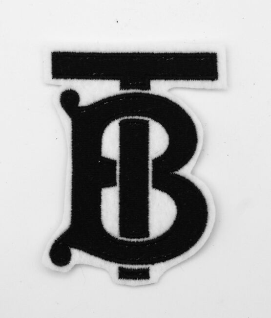 B logo iron on embroidery patches