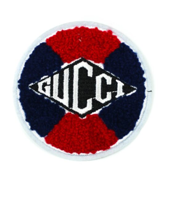 Red blue Chenille badge iron embroidery patches