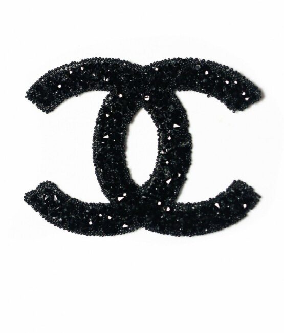 Black CC Rhinestone Patch