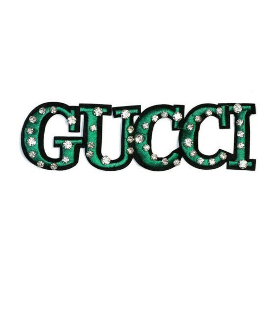 Green Rhinestone GG Embroidered Patch