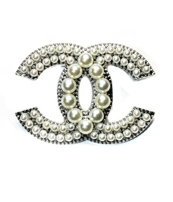 Beautiful Silver pearl cc brooch