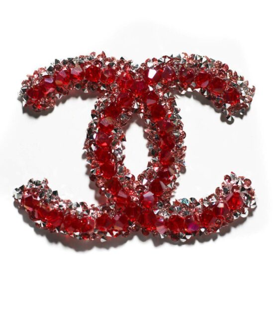 Red Bright CC Rhinestone Iron on