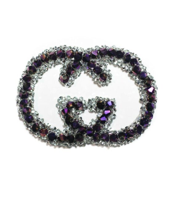 Purple GG interlocking Pearl Rhinestone patch