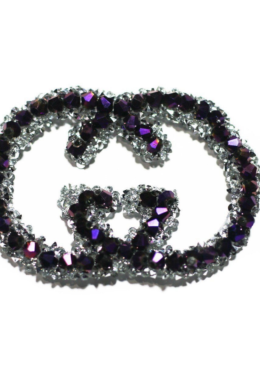 Purple GG interlocking Pearl Rhinestone patch - Image 2