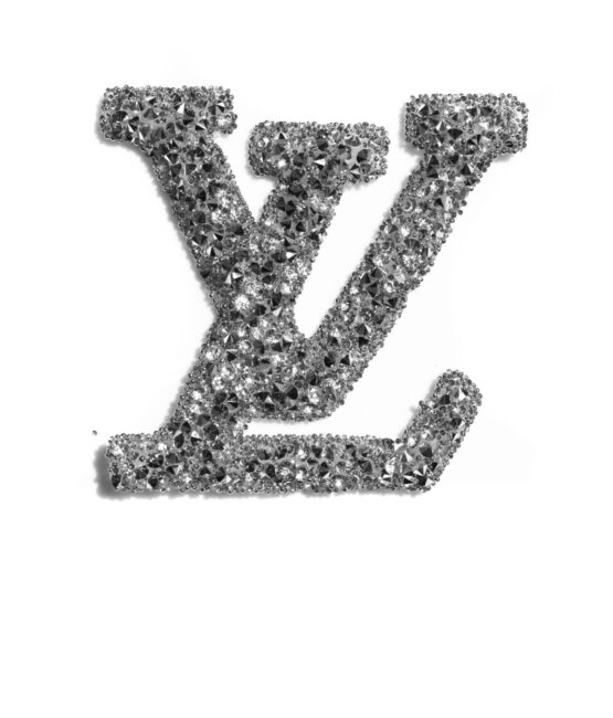 Blissful silver L iron on rhinestone patches