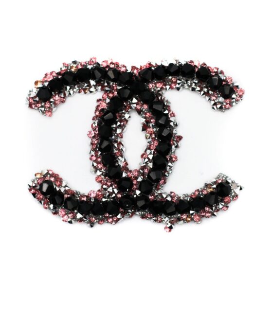 Pink Black Pearl Iron on Rhinestone patches