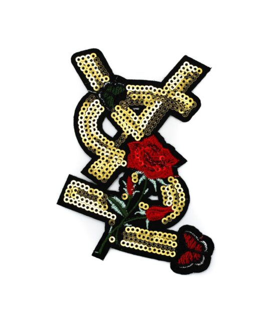 Gold Flower iron on sequin patches