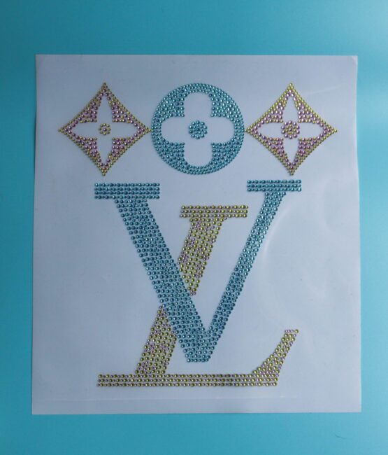 Blue Large iron on rhinestone transfers