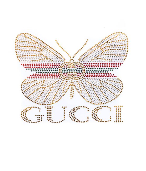 Gold Butterfly iron on rhinestone transfers