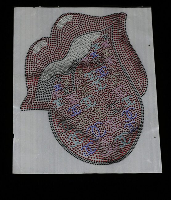 Red Colorful mouth iron on rhinestone appliques