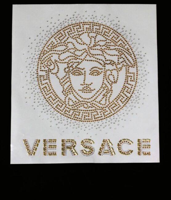 Large gold head iron on rhinestone transfers