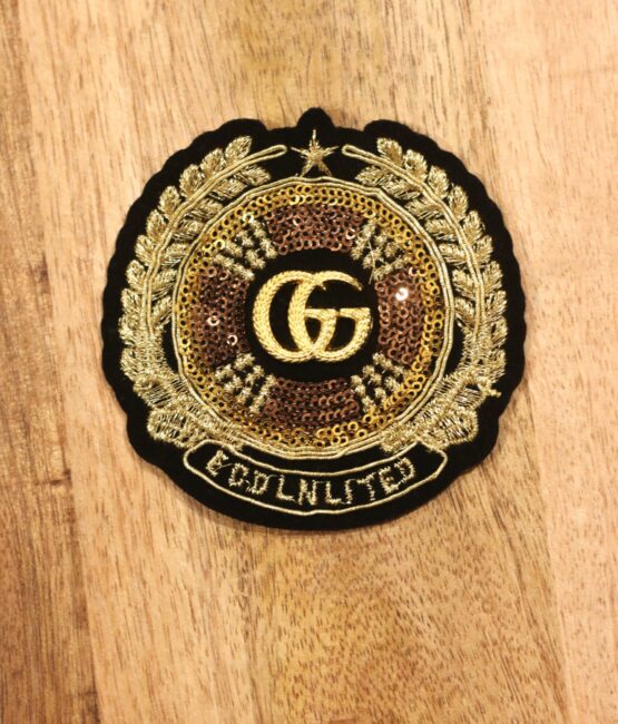 Metal gold G badge embroidery patches