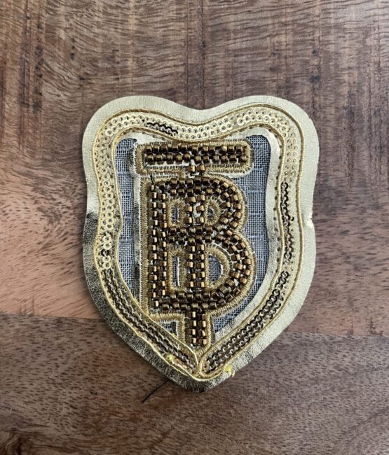 Gold Beaded B patch