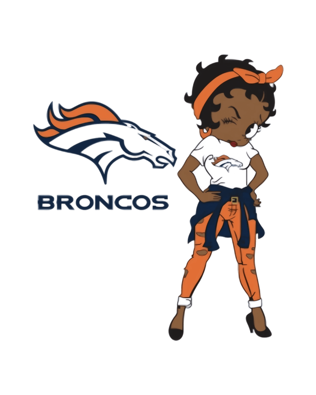 Broncos Betty melanin girl sports heat transfers