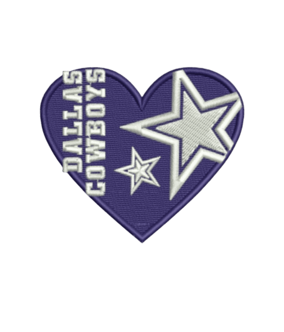 Dallas Cowboys Heart iron on embroidery patch