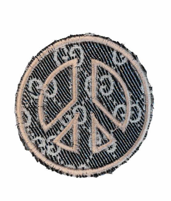 Silver Metallic G peace pattern iron on embroidery patches