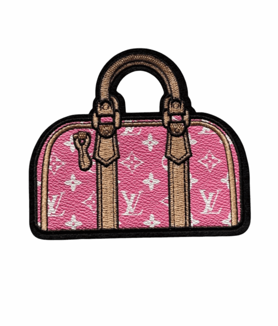 Large pink bag iron on leather patch