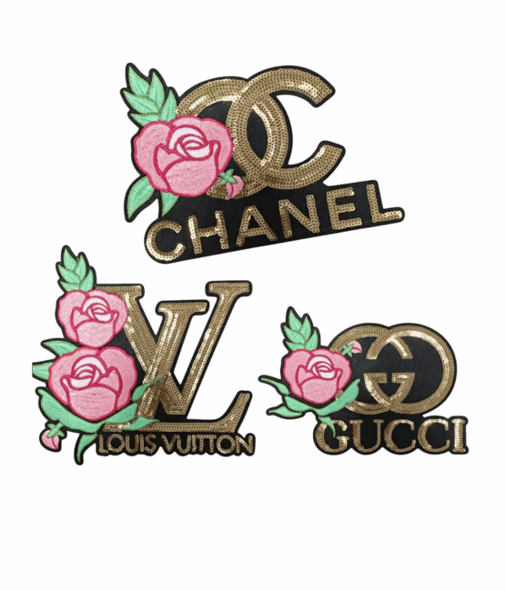 Colorful sequin GG embroidered patch
