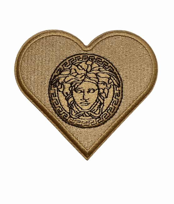 V heart Round iron on embroidery patches