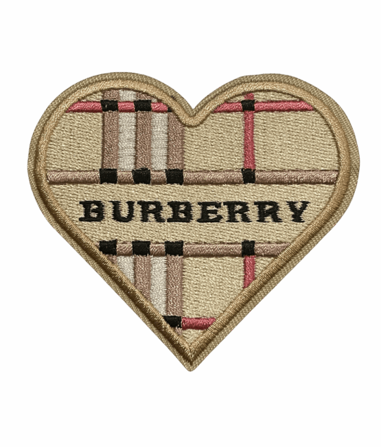 B heart Round iron on embroidery patches